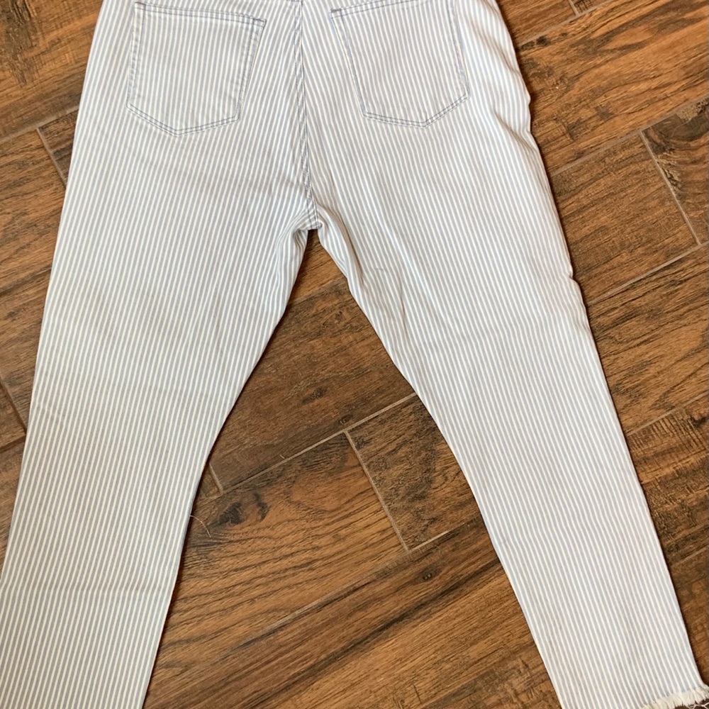 LOFT Striped High Waist Skinny Crop Jeans - Picture 4 of 5